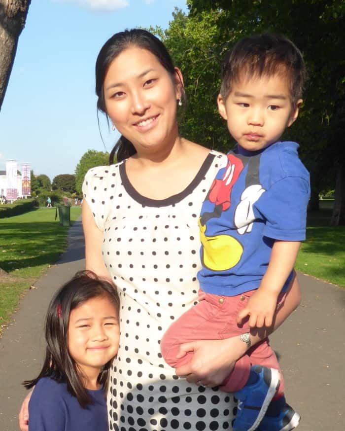 Sara with her family in the park