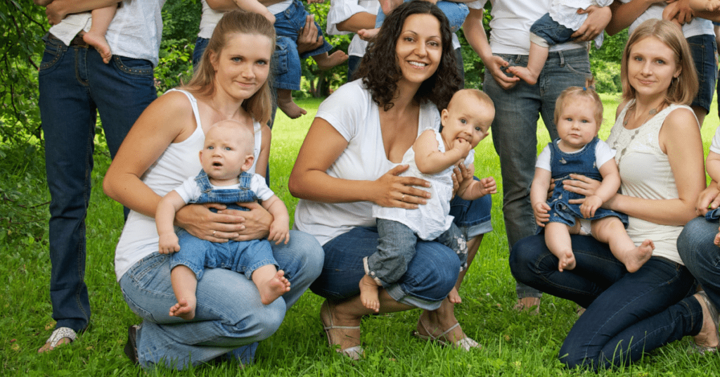 group of mums at a baby class group of mums at a baby class