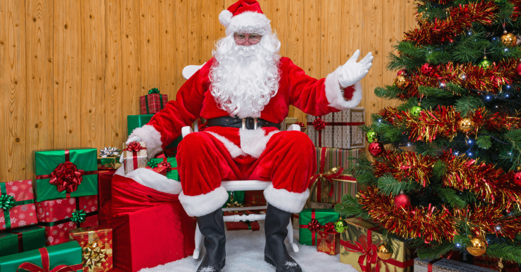 The big man himself- Father Christmas! Ready to say hello on toddler's first Christmas