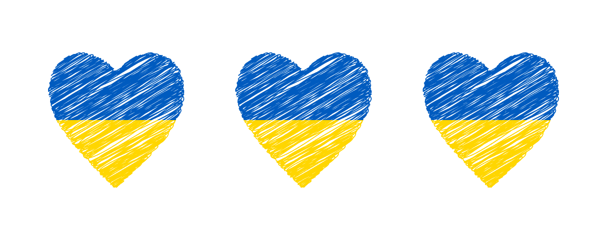 Hearts in colours of Ukrainian flag