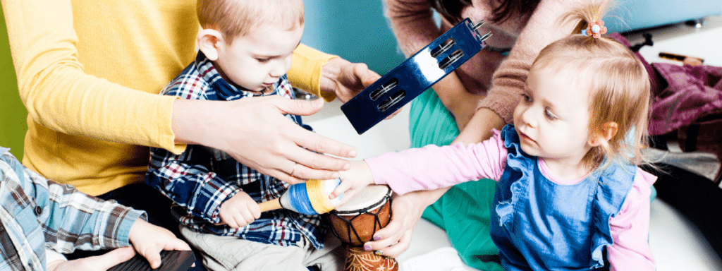 mums and babies at a baby music class