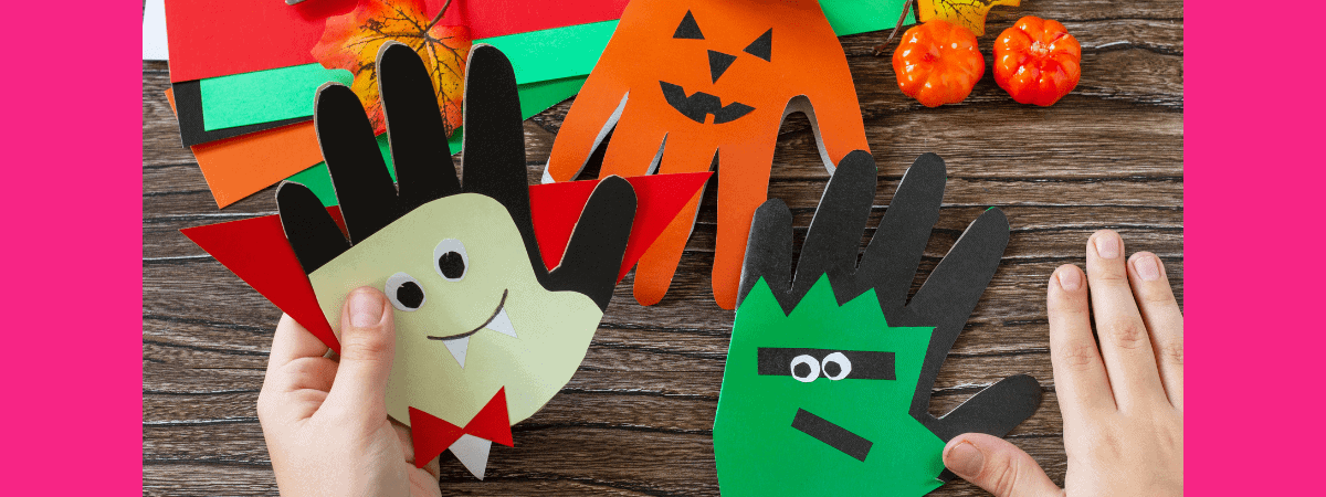Hand print monsters craft for Halloween