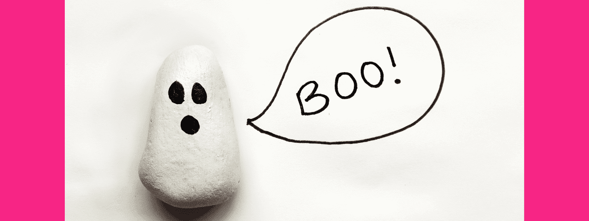 Halloween toddler craft - pebble ghost