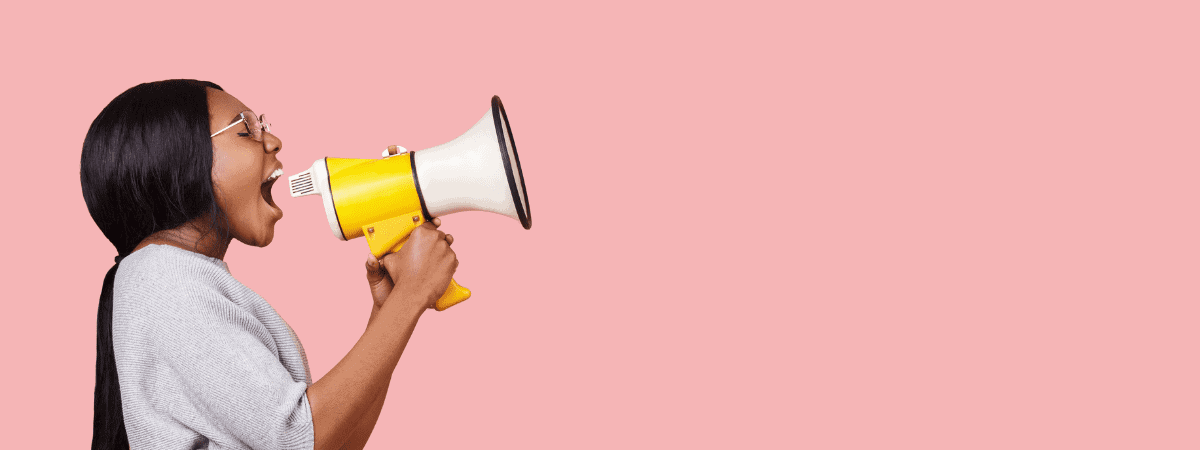 Kid's class bookings low? Woman shouting through a microphone