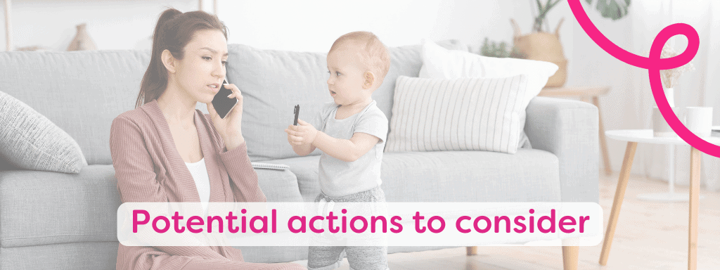 potential actions to consider when starting a baby or toddler class -a baby is offering a pen to their mother.