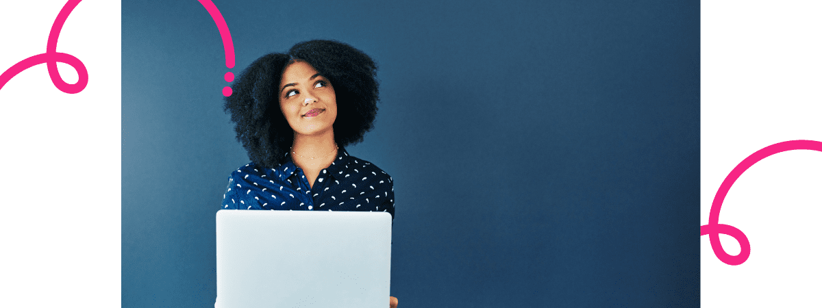 social media guide - woman with laptop deep in though