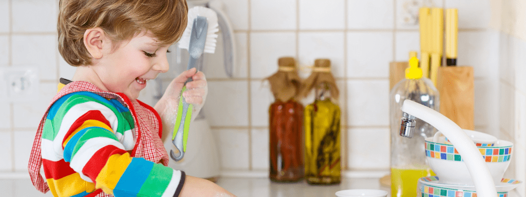 Mother's day activities that will help you to grab some time for yourself -set up a wash station for your little one to clean their toys