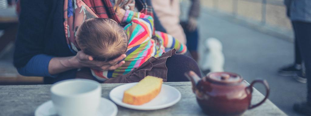 Things to do in Leicester: image shows a mother breastfeeding her baby at a cafe