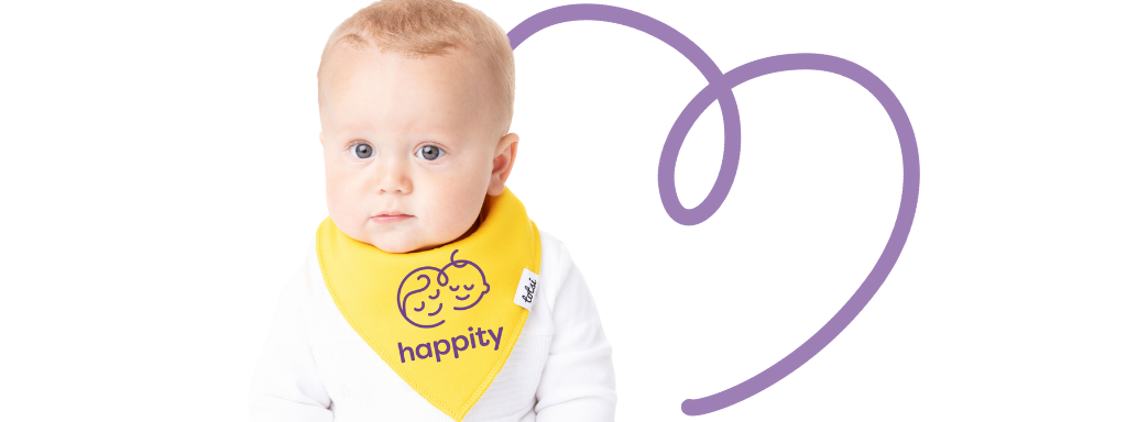Baby teething tips - Image features a baby wearing a TotsixHappity Dribble bib