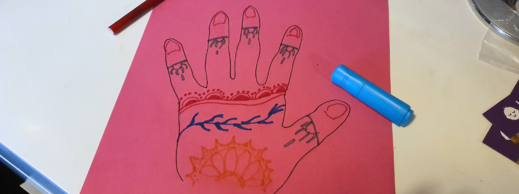 Diwali toddler activities - hand drawing