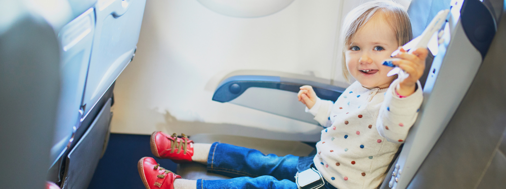 Toddler on an airplane.
