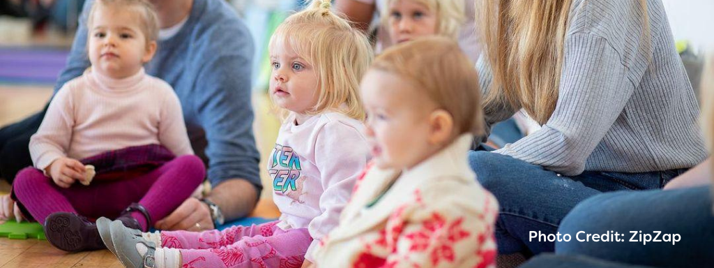 What to expect at your first baby class: image shows 3 babies participating in a ZipZap class