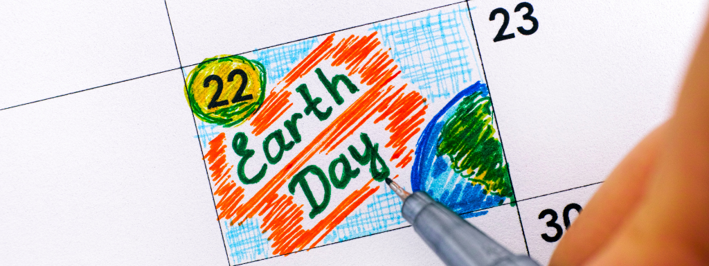 pregnancy brain - the photograph shows a calendar with 'Earth Day' written in one of the spaces and a drawing of the world